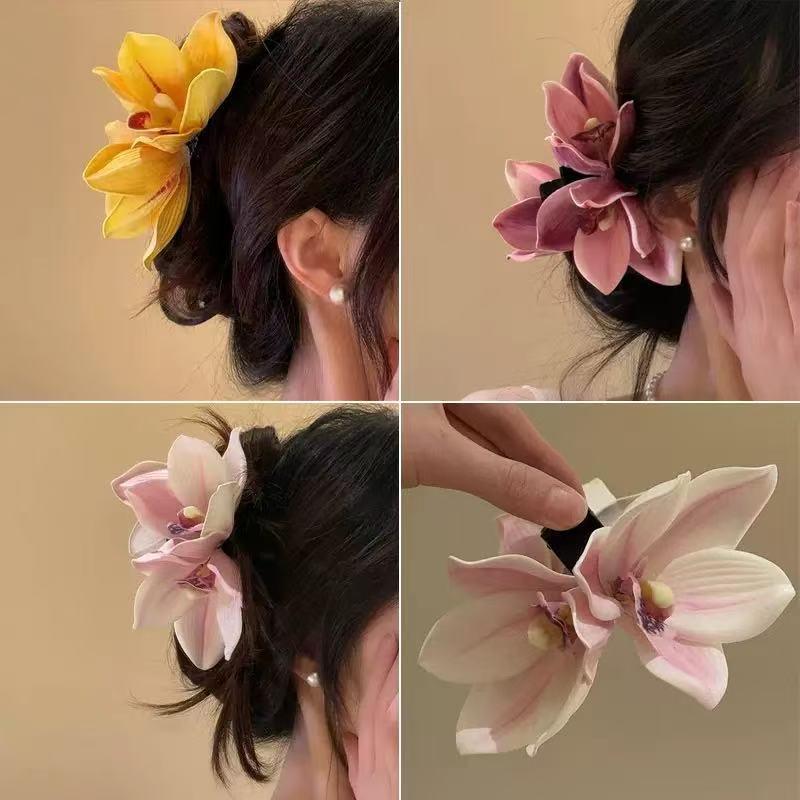 Large Orchid Flower Hair Claw  - Orchid Phalaenopsis ulasan dan harga
